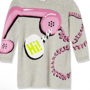 Spotted Zebra Girls Long Sleeve Swing Sweater Dress with Graphic Dial Phone